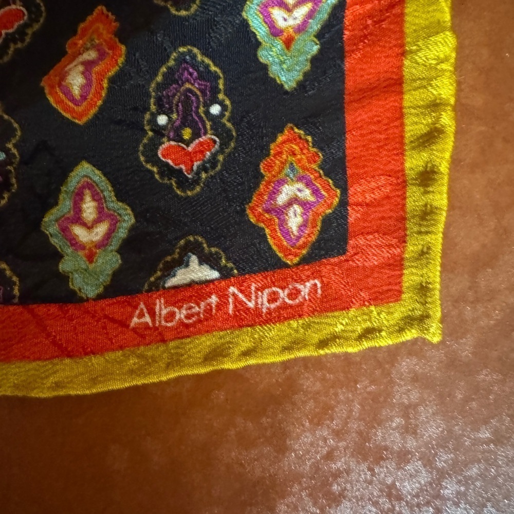 Albert Nipon Vibrant Black and Red Accent Scarf
